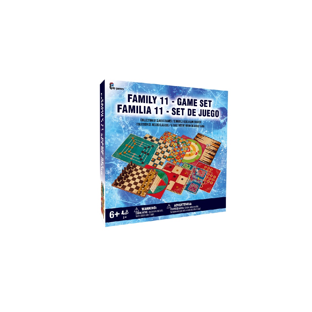Family 11 - Game Set  (Chess, Checkers, Chinese Checkers, Backgammon, Snakes &amp; Ladders, Tic Tac Toe, Pachisi, Solitaire, Tiddlywinks, Nine Men