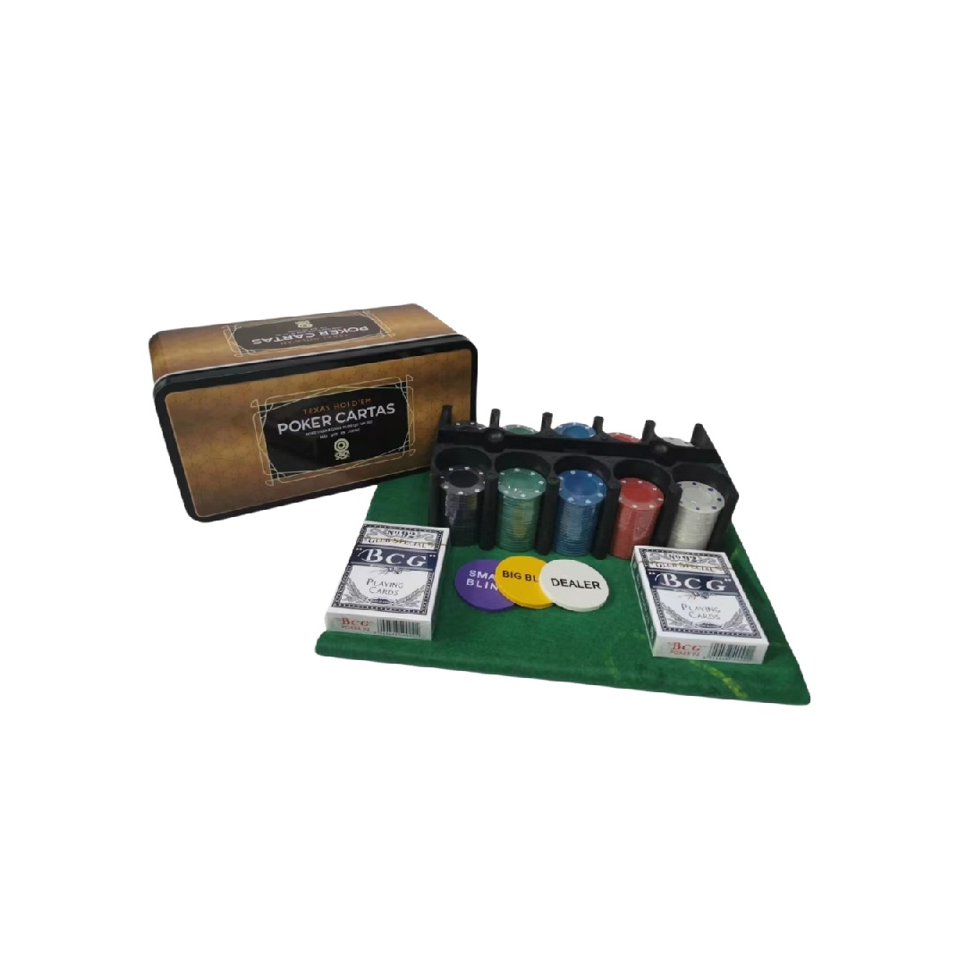 TEXAS HOLD'EM POKER CARTAS -(200) 4 Gram Poker Chip with 2 Deck of Poker Cards and 1 Gaming Mat